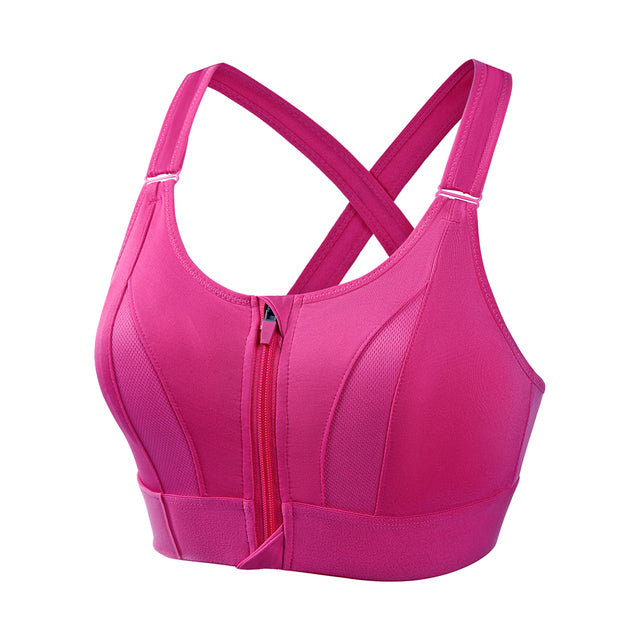 Valmont Zip-Front Sports Bra (1611A)- Pink - Breakout Bras