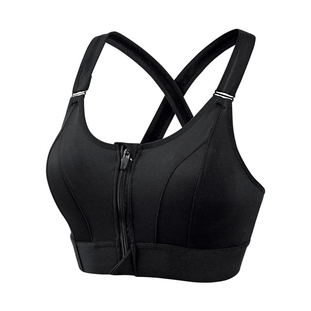 Buy Zipper Adjustable Sports Bra for Women, High Impact Zip Front Sports Bra  Post Surgery Bra with Adjustable Straps High Support, Black, Large at